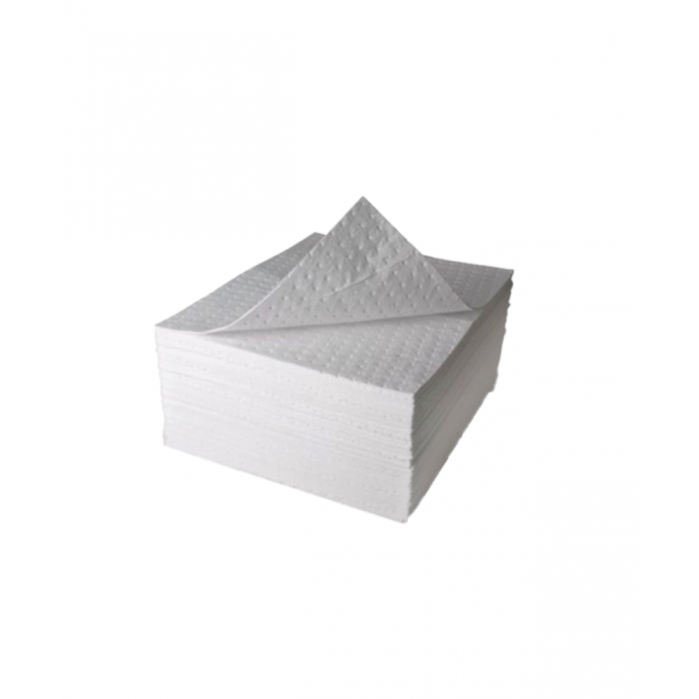 Oil / Fuel Absorbent Pad. 200gsm. White. 40cm x 50cm. 100pcs/pack