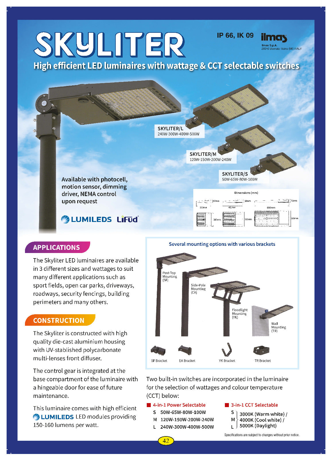 SKYLITER/M 120-150-200-240W LED IP66 Hi-Efficient Led Luminaire