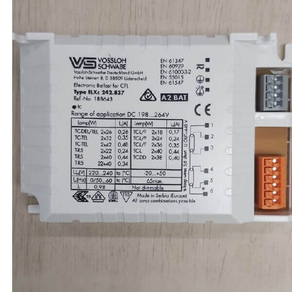 VOSSLOH SCHWABE ELXc.242.837 2 X 26-42W ELECTRONIC BALLAST-Ballast /Drivers-DELIGHT OptoElectronics Pte. Ltd
