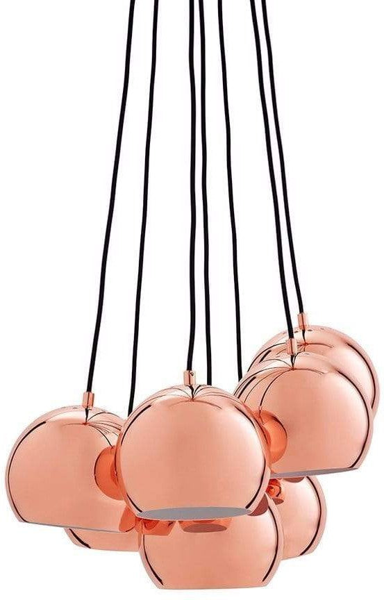 FRANDSEN Home Decore Glossy Copper Frandsen BALL Chandelier with 7 spots - black chrome / glossy