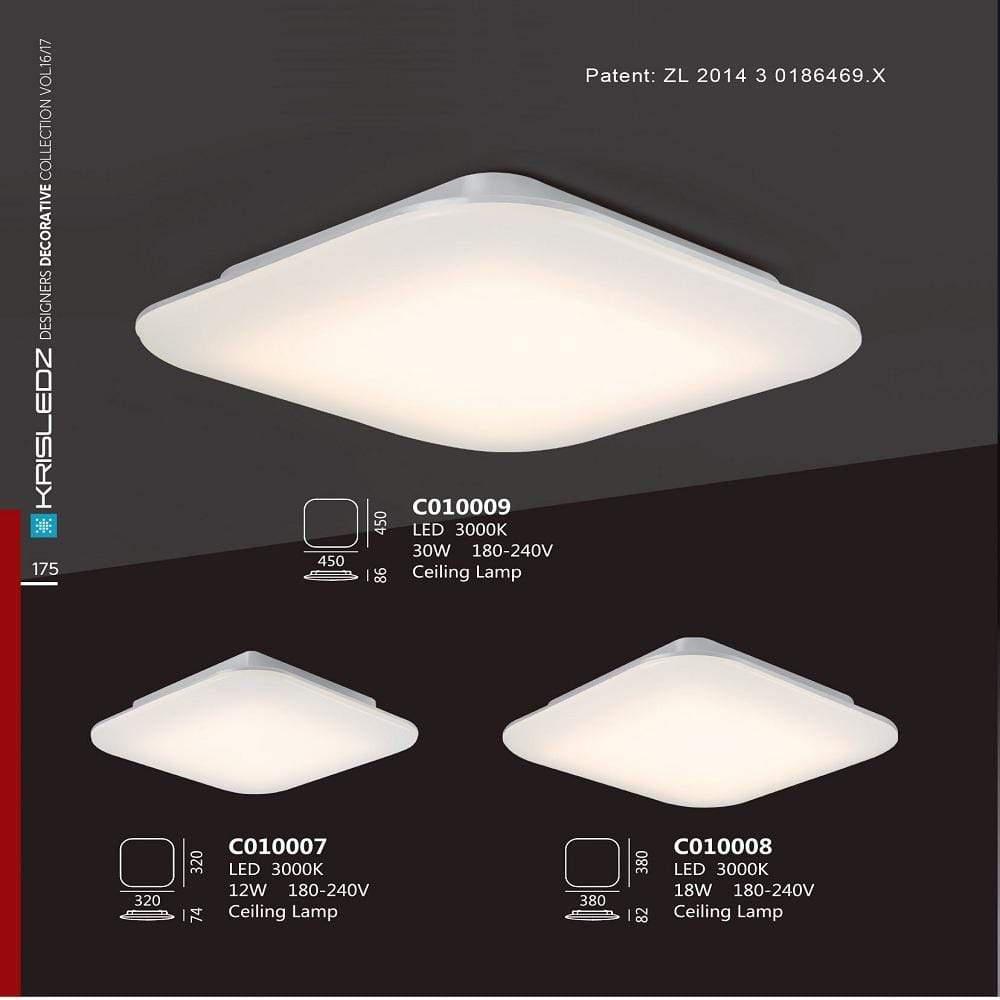 K1 Home Decore 12W / 3000K / Anodized Krisledz Square Ceiling Light