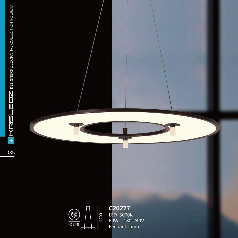 K1 Home Decore 60W / 3000K KRISLEDZ C2027 Series Disk Pendant Light
