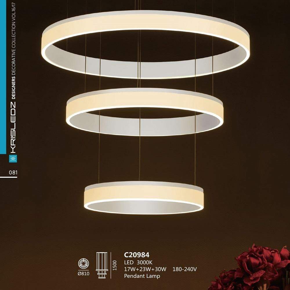 K1 Home Decore KRISLEDZ C209 Series White Ring Pendant Light
