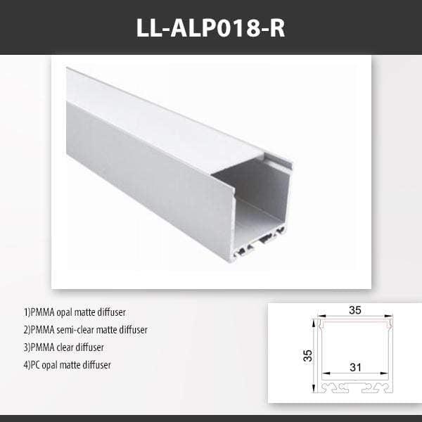 L9 Fixture LL-ALP018-R / PMMA Opal Matte / Recessed [China] ALP018 Aluminium Profile For 2835 Led Strip 2M x10Pcs