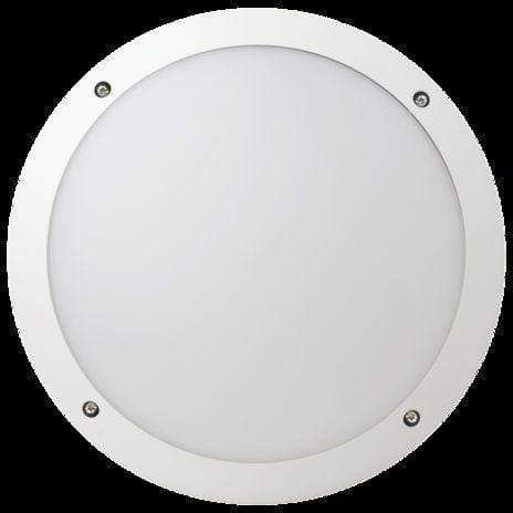 MEGAMAN Industrial 3000K / WHITE MEGAMAN F51100SM Fonda Outdoor Round Integrated Wall Light Bulkhead 10.5W