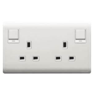 Schneider 13A 250V Twin Gang Switched Socket - DELIGHT OptoElectronics Pte. Ltd