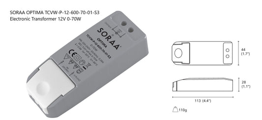 SORAA OPTIMA TCVW-P-12-600-70-01-S3 230V transformer Dimmer Compatibility List - DELIGHT OptoElectronics Pte. Ltd