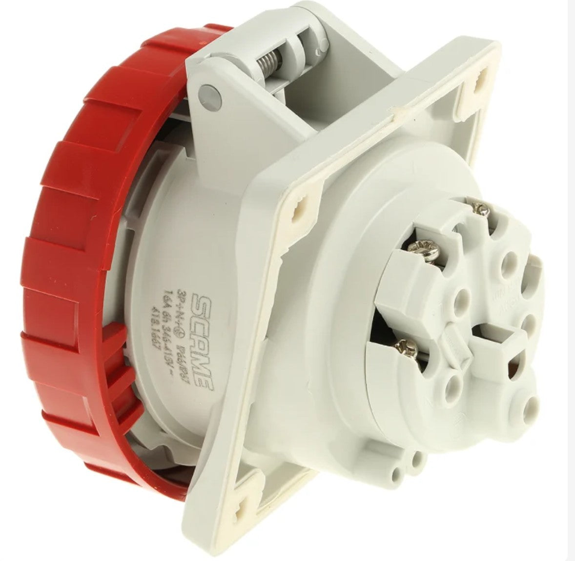 Scame IP66, IP67 Red Panel Mount 3P + N + E Heavy Duty Power Connector Socket, Rated At 32A, 415 V x2Pcs