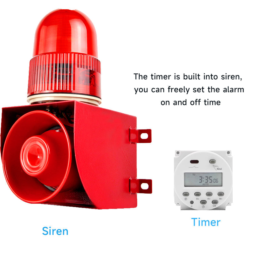 YASONG Motion Sensor Alarm Siren Timed Waterproof Motion Detector Siren System with 120dB Horn Adjustable Volume Tone for Warehouse Factory Tunnel Mine