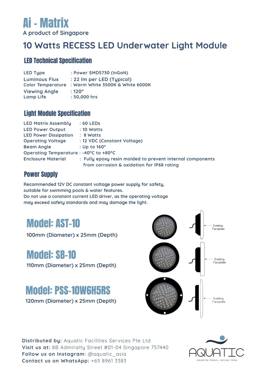 Led Module Underwater Aquatic Matrix 10W Recessed LED Underwater Light Module – DELIGHT ...