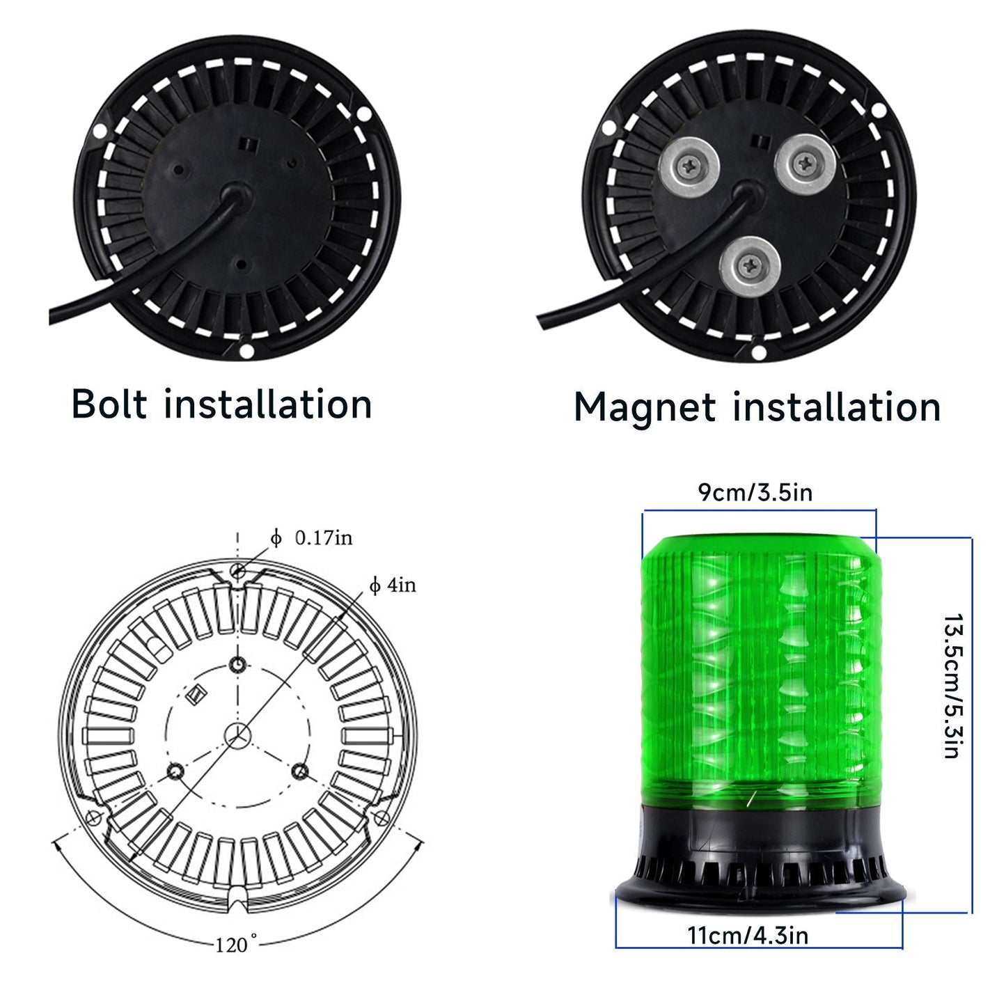 YASONG DIANS S Beacon light 120dB Horn 4 Flashing Modes LED Vehicles Emergency Lights with 9 Tones Strobe Lights for Trucks, Car, Forklift and Vehicle AC100-240V