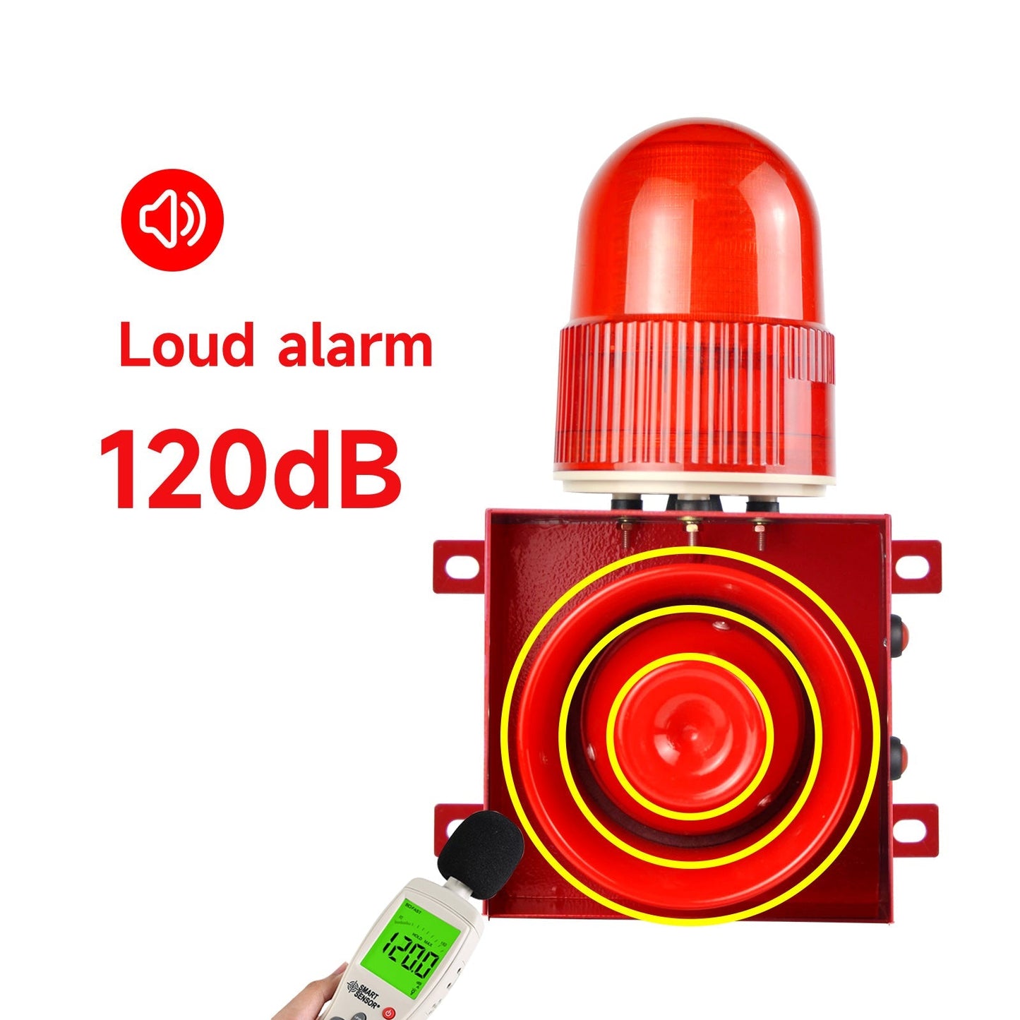 YASONG Alarm Siren 120 Decibel Horn 9 Tone Adjustable 25W Alarm System for Security, Factories, Warehouses, Home and Docks,  SLA-01H