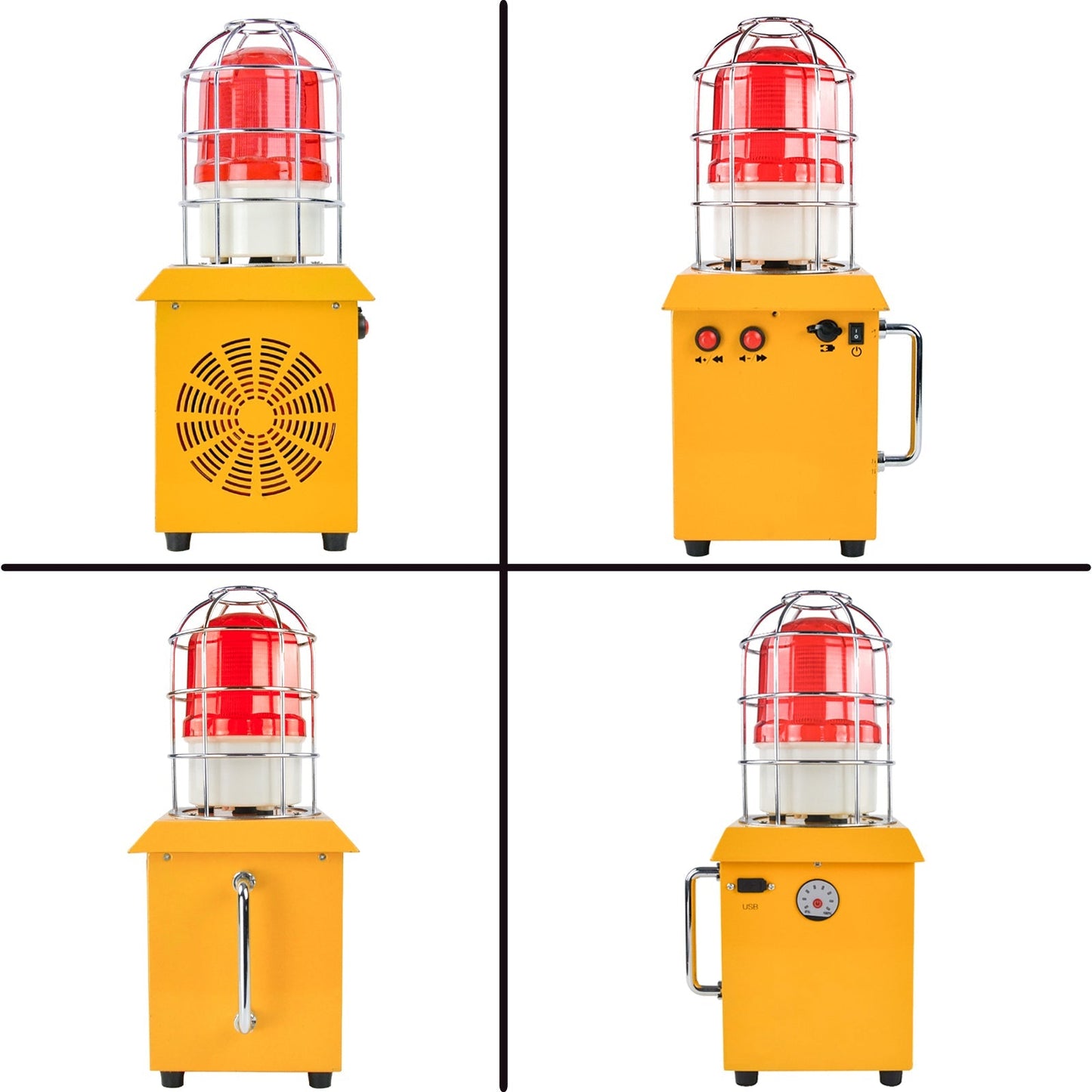 YASONG Portable Rechargeable Outdoor Alarm Siren 120dB Horn 15W Outdoor Siren with 5000mAh, Adjust Sound and Tone for Crane, Ports, Outdoor Constructionv Emergency Warning AC100-240V SLA-1509