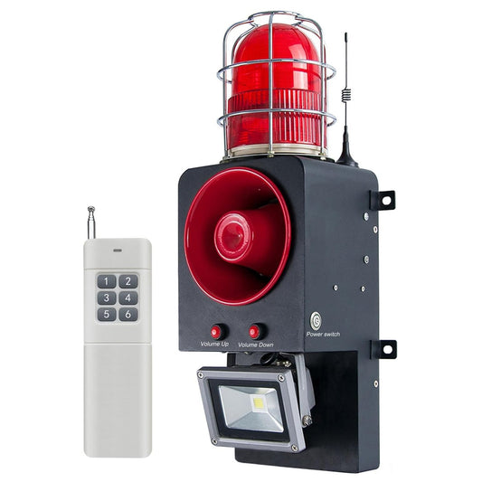 YASONG Wireless Outdoor Security Alarm Siren with 130dB Horn Strobe light Floodlight 2000m Remote Control Distance Tornado, Fire, Earthquake Emergency Siren SLA-SD500-Y