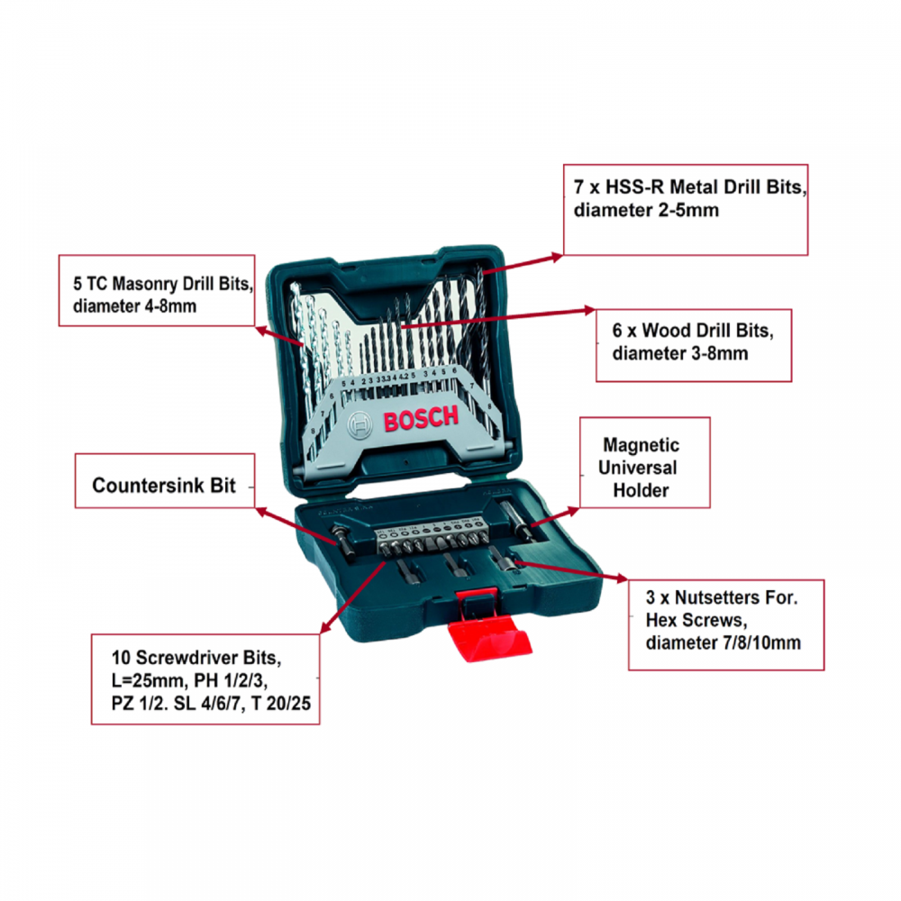 BOSCH 33pcs X-Line Set | Drill & Screw Bit Set | Suitable for all power tool brands | 2607017398