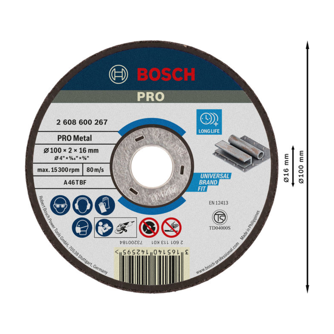 BOSCH PRO Metal Cutting Disc 100 x 2 x 16 mm | 2608600267