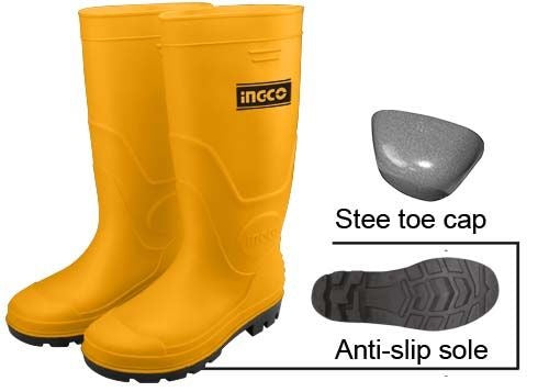 INGCO Safety Yellow Rain Boot Toe Cap Anti Slip Sole SSH092SB SSH092SB.42