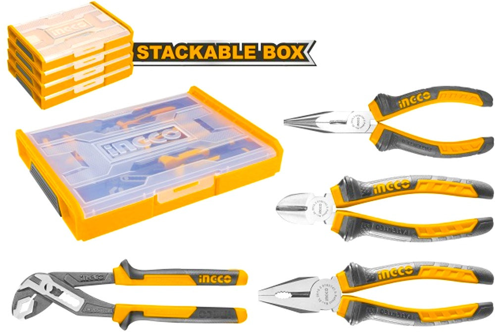 INGCO 4pcs Plier + Plastic Box HKTV01 set HKTV01P041
