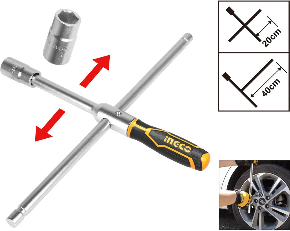 INGCO Rapid Cross Wrench with 17,19,21,23mm Socket & Leather Bag HRCW40231 – view 2