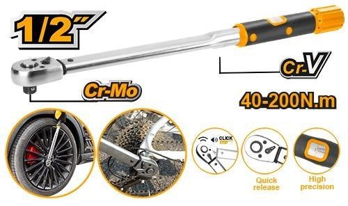 INGCO 1/2" DR. Torque Wrench 40-200Nm HPTW200N1 HPTW2001N1