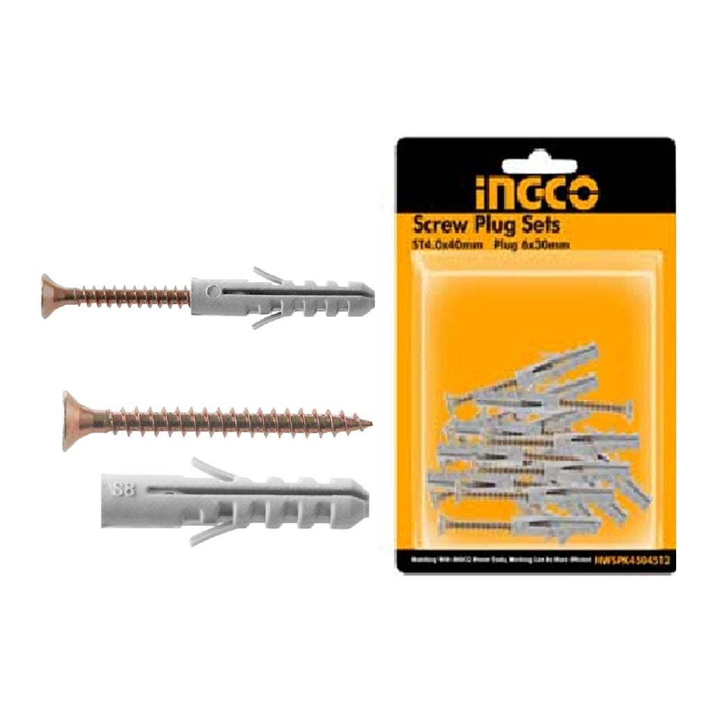 INGCO 15pcs 6ØX30mm PVC Plug with 4X40mm Csk Screw HWSPK4504512