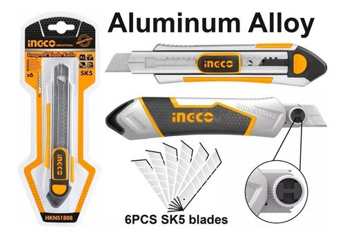 INGCO Snap Off Blade Knife W/6 pcs SK5 18mm Blade HKNS1808 – view 2