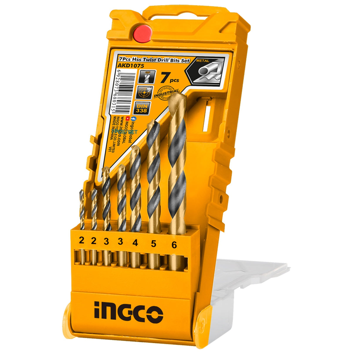 INGCO 7pcs HSS Drill Bit set Size 2,2,3,3,4,5,6.0mm AKD1075