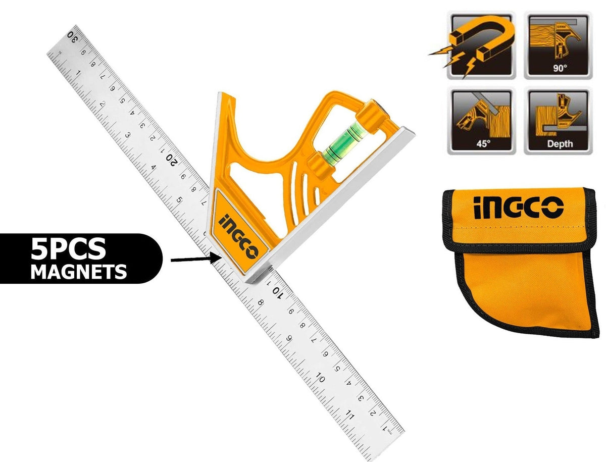 INGCO Magnetic Lock Combination Square 12" 300mm HSR530255
