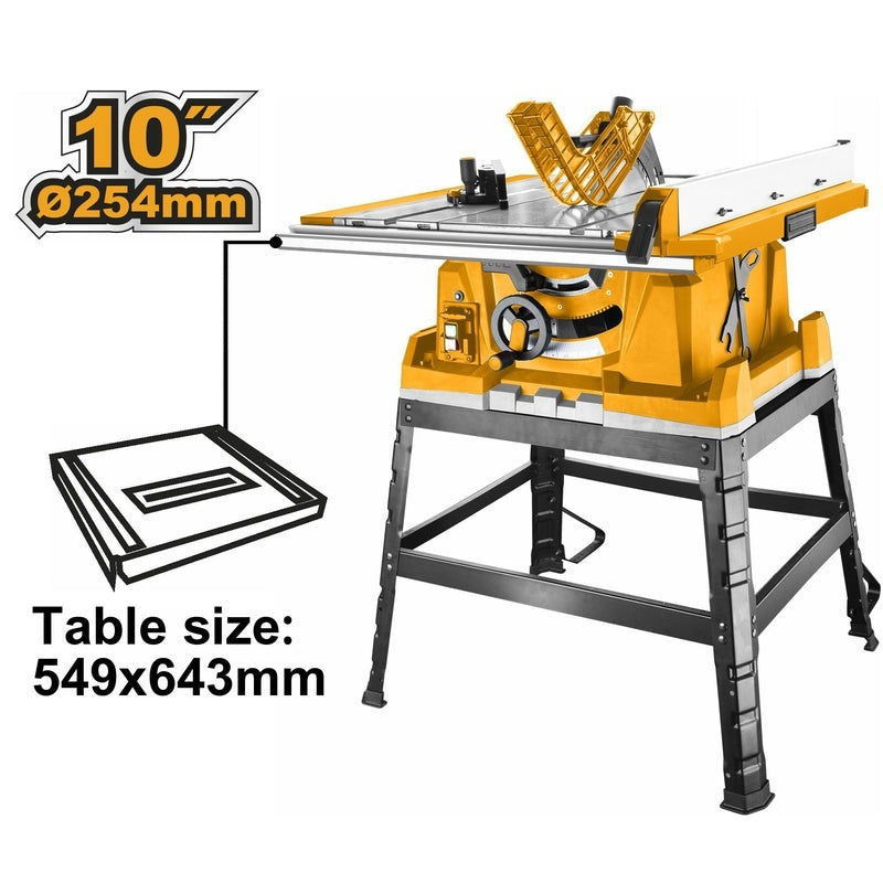 INGCO Heavy Duty Table Saw with Stand 10" 254mm 2600W TS26005