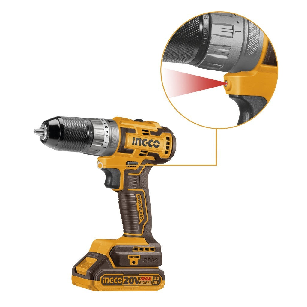 INGCO 20V 2X2.0Ah LI-ION Brushless Impact Drill 50Nm CIDLI20508 – view 2