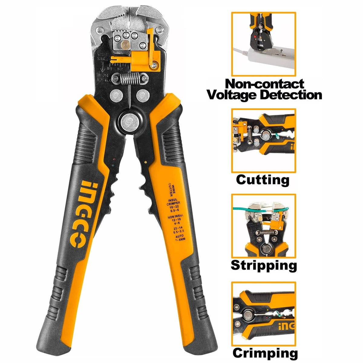 INGCO Intelligent Voltage Detecting Stripper 8.25" 210mm HWSP102429 – view 2