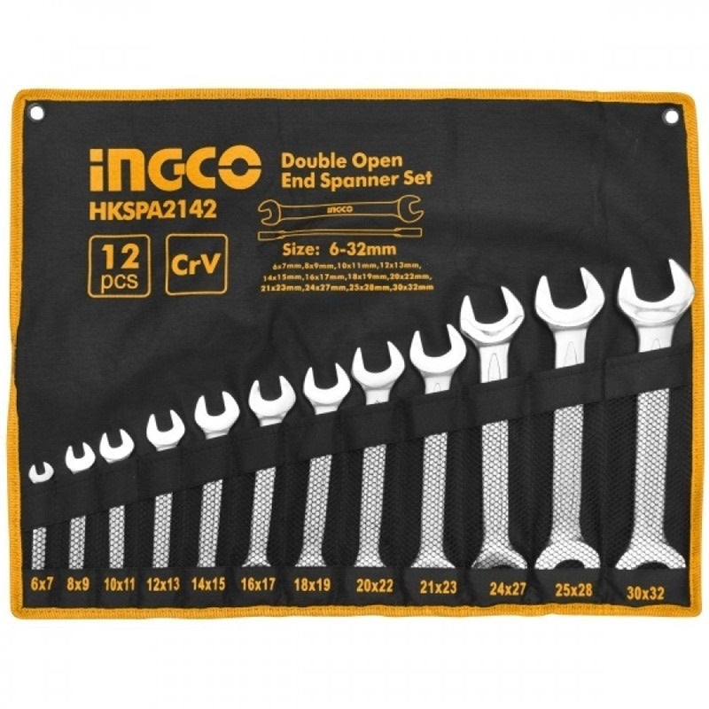 INGCO 12pcs Cr.v Double Open End Spanner set 6-32mm HKSPA2142 – view 2