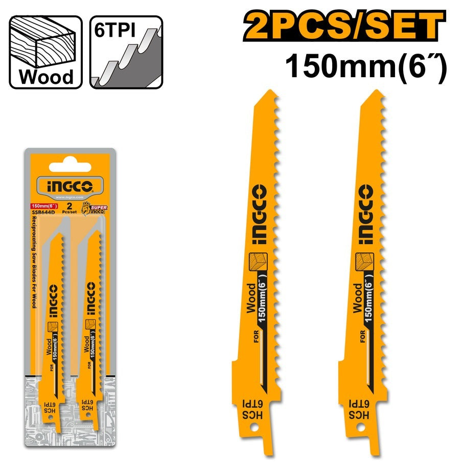 INGCO 2pcs Recipro Saw Blade 150mm x 6TPI SSB644D