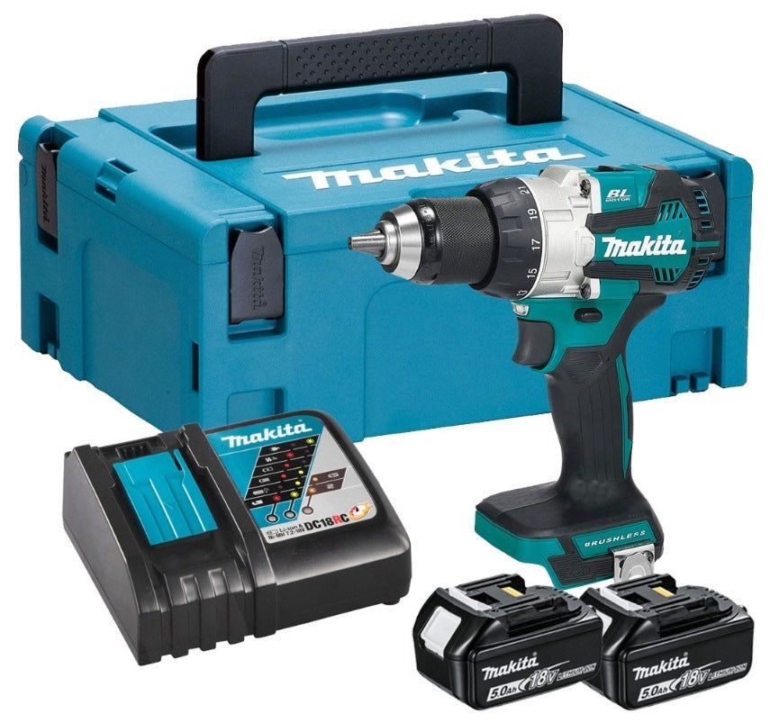 Makita 18V 2X5.0Ah LI-ION Brushless Hammer Driver Drill DHP489RTJ – view 2