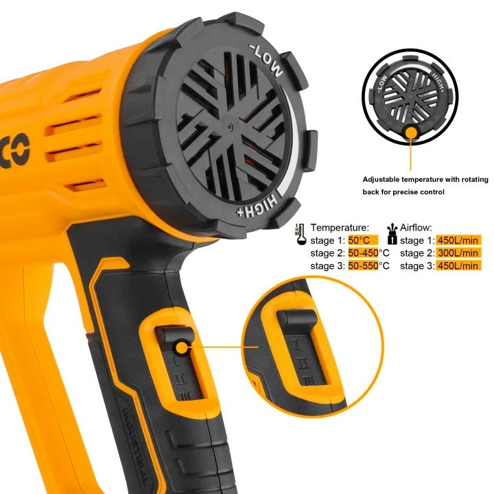 INGCO 3 Stages Heat Gun 2000W HG200047 – view 2