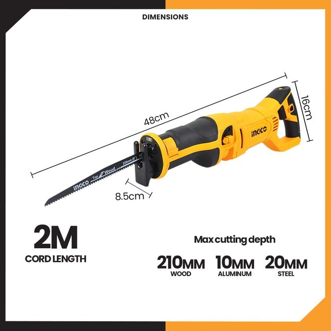 INGCO Powerful Vari. Speed Reciprocating Saw 1200W RS12001 – view 3