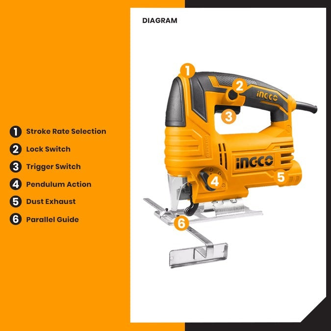 INGCO Variable Speed Jigsaw 570W Cut Wood to 65mm JS57028 – view 2