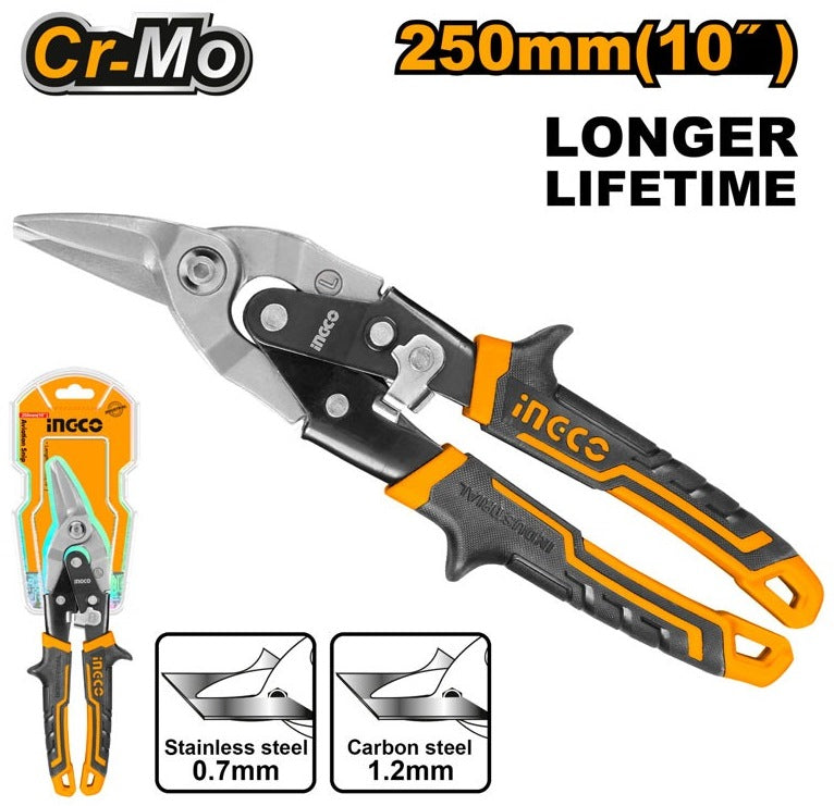 INGCO HD CR-MO Right Cut Aviation Snip 10" 250mm HTSN2610R