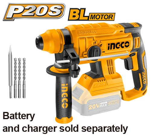 INGCO 20V LI-ION Rotary Hammer (Bare Unit) CRHLI2201