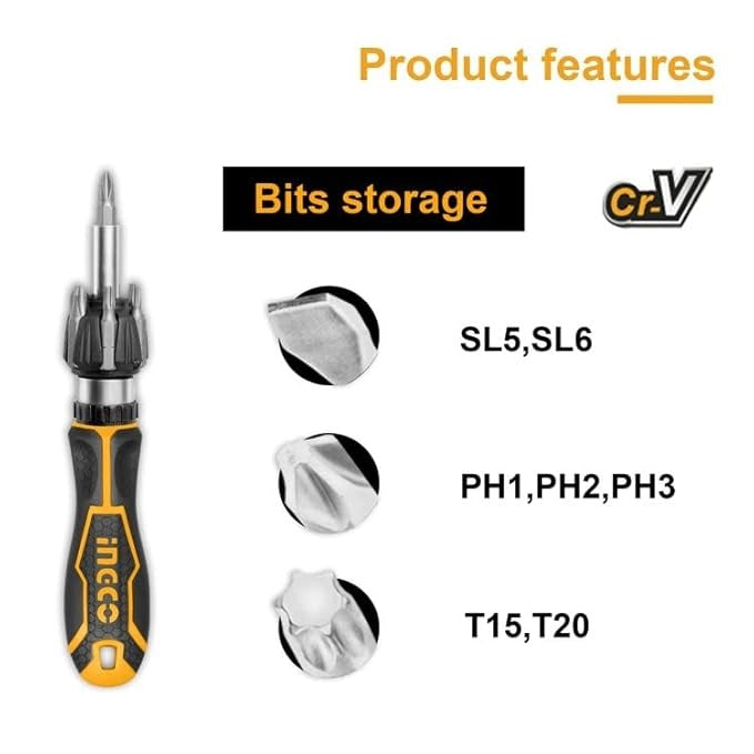 INGCO 8 pcs in 1 Ratchet Screwdriver AKISD0808 – view 4