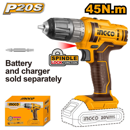 INGCO 20V LI-ION Drill 45Nm (Bare Unit) CDLI200515