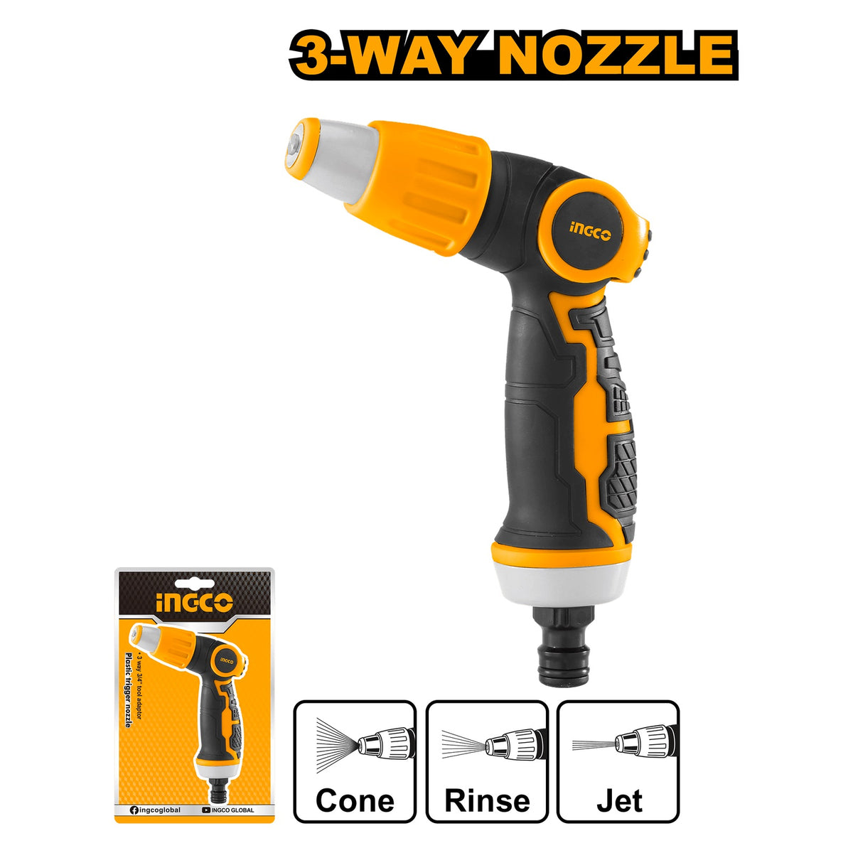 INGCO 3 Ways Adjustable Spray Nozzle HWSG6031