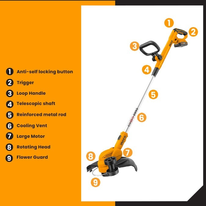 INGCO 20V LI-ION Grass Trimmer (Bare Unit) CGTLI20328 – view 4