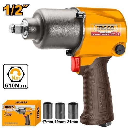 INGCO Air Impact Wrench 1/2" DR. Max. Torque 610Nm AIW12562