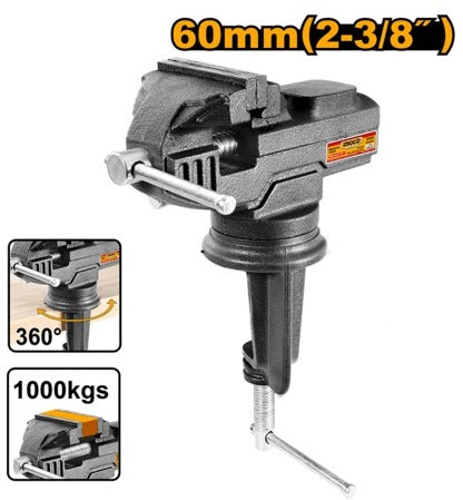 INGCO Portable Bench Vise Swivel Base 60mm HBV082