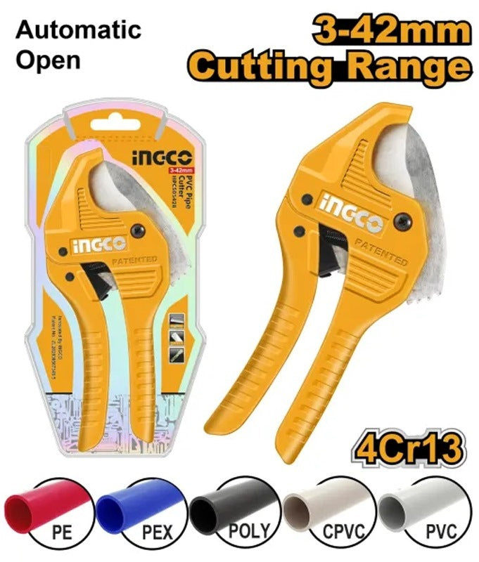 INGCO Industrial PVC Pipe Cutter CAP:42mm, Length 203mm HPCS05428