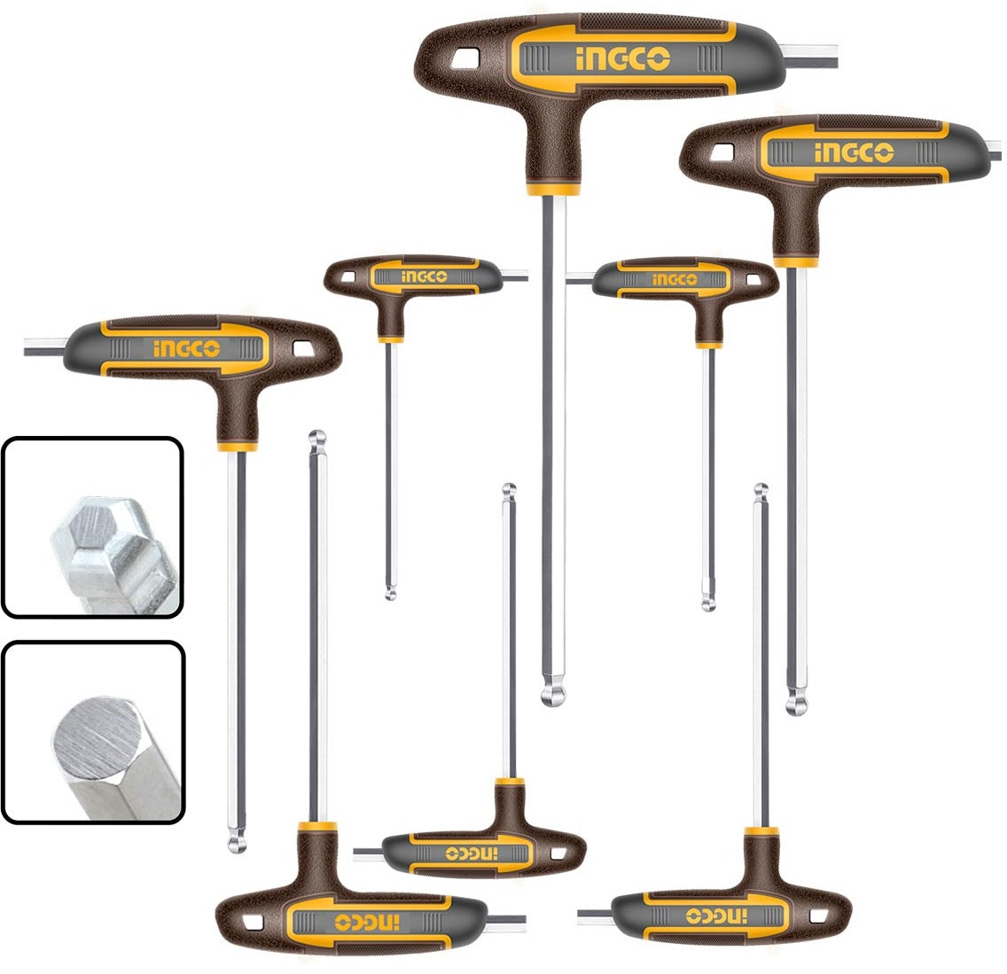 INGCO 8pcs T-Handle Ball Point Hex Key SET(2-10mm) HHKT80828 – view 2