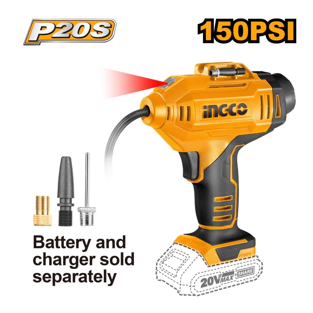 INGCO 20V LI-ION Auto Air Compressor 150PSI (Bare Unit) CACLI2018