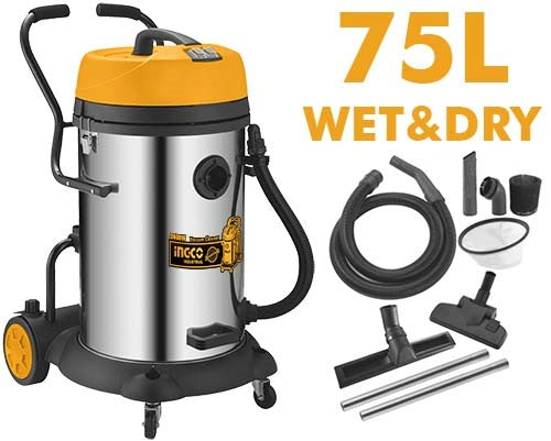 INGCO Wet & Dry Vacuum Cleaner Twin Motor 2400W 75L Tank VC24751 – view 2