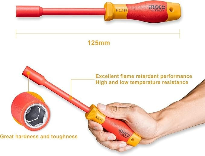 INGCO Vde 7pcs Insulated Nut Screwdriver set 6,7.8.9.10.11 &12mm HKISD0701 – view 3